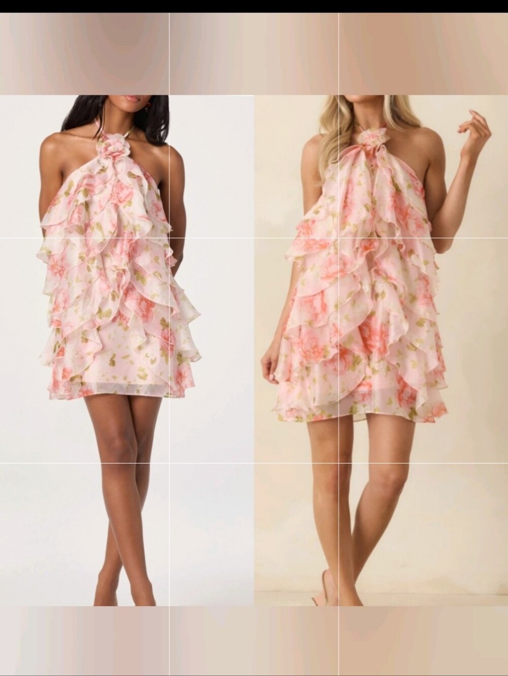 ASTR The Label Ofra Halter Mini Dress Ruffle Tiered Floral Print! Size M